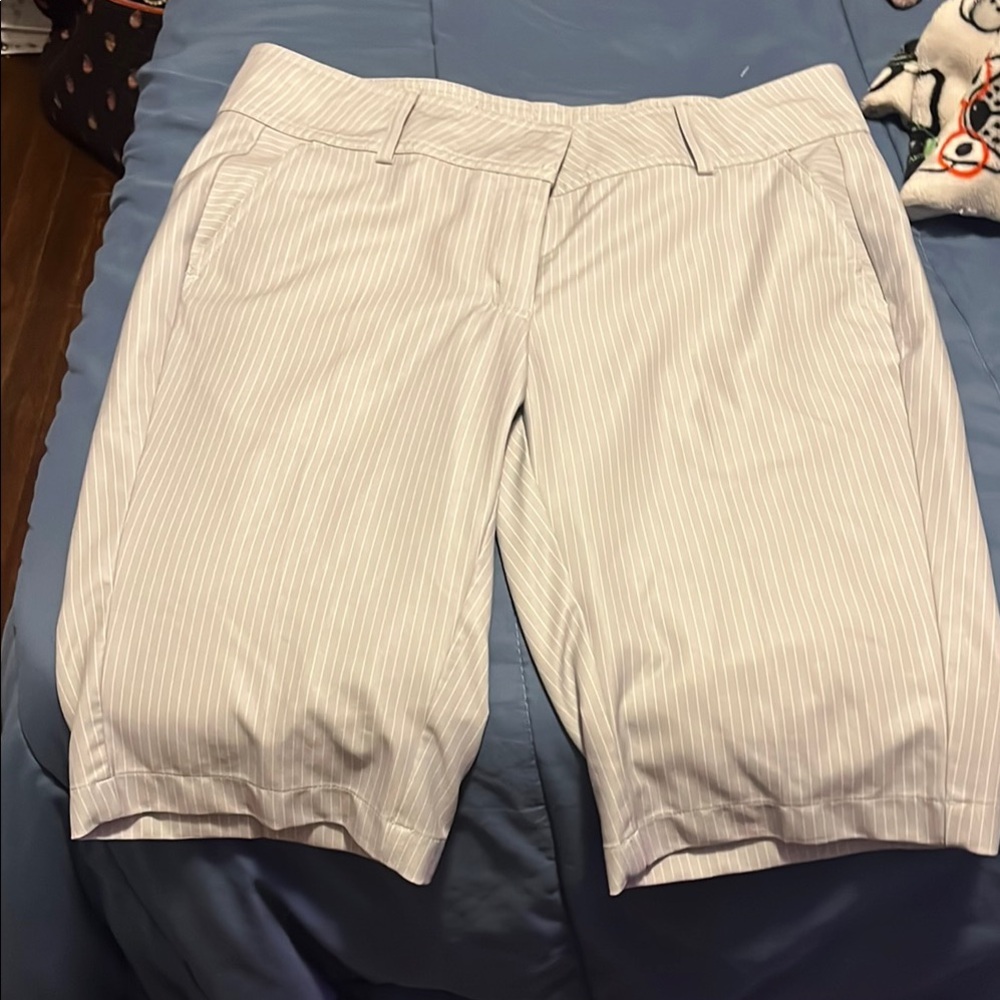 Women's White Striped Shorts